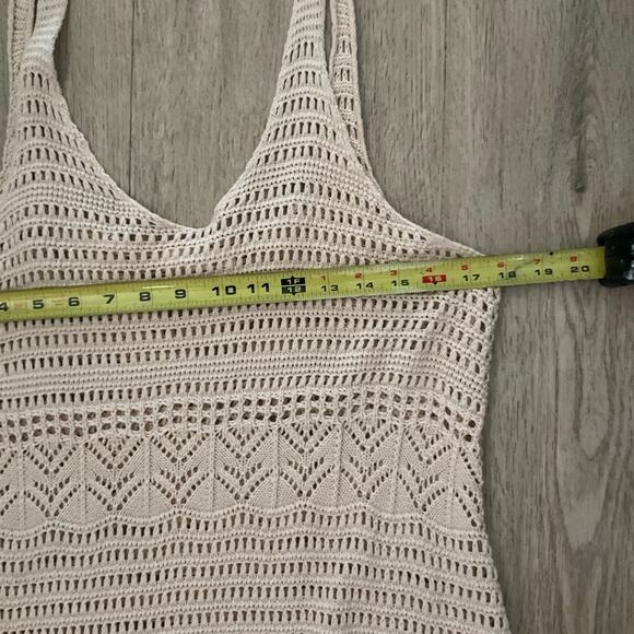 RIP CURL Crocheted Maxi Dress Beach Coverup Tan Large Cotton Vacation Relaxed - Picture 14 of 16